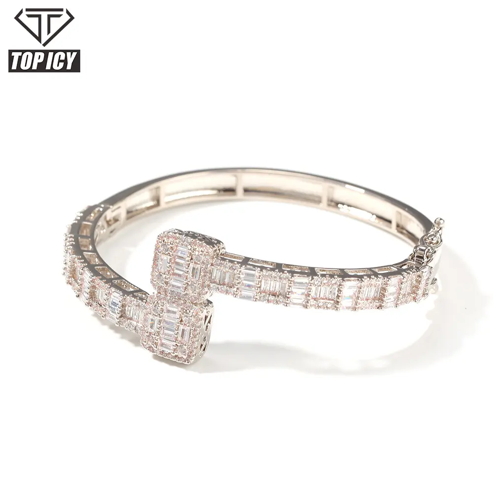 Fashion American Gold Plated Tennis Bangles Cubic Zircon Full Crystal Bracelet Women