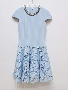 Nuevas llegadas de Bettergirl para Ramadán 2026: <span class=keywords><strong>Vestido</strong></span> casual ajustado con encaje <span class=keywords><strong>azul</strong></span>, patchwork y flores hechas a mano. - Product Image 3