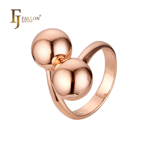 Bijoux FJ Fallon, bagues à double perles, plaquées or rose, base en laiton, professionnel - Product Image 1