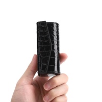 Porte-rouge à lèvres en cuir texturé crocodile avec logo personnalisé, organiseur de maquillage, boîte de rangement cosmétique avec miroir