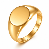 Personalisierter Siegelring mit Gravur, 18K vergoldeter Edelstahl, klobiger, anlaufgeschützter DIY-Ring für Herren und Damen, Großhandel