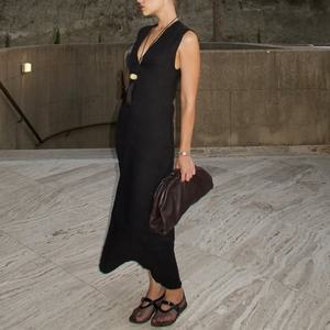 Vestido Largo Casual de Lino sin Mangas con Cuello en V para Mujer, Estilo Lápiz, Moda para el Trabajo, Venta al por Mayor Personalizada 2026 - Product Image 2