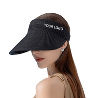 Chapeau Visière en Paille Personnalisé pour Femme, Protection Solaire Estivale, Large Bord Ajustable, Respirant, Élégant, Polyvalent, Rafraîchissant, pour Vacances et Activités de Plein Air
