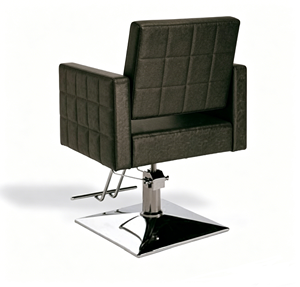 Silla de Estilismo de Cuero Negro de Lujo con Base Cromada para Salón de Belleza - Product Image 4