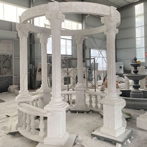 Ngoài trời Vườn đá đồ nội thất tùy chỉnh khắc đá cẩm thạch trắng cột gazebo với tác phẩm điêu khắc - Product Image 3