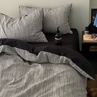 Parure de lit 4 pièces en coton rayé 100% coton, housse de couette, drap et taies d'oreiller, luxe haut de gamme, pour la maison et la chambre