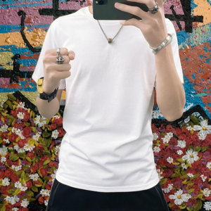 Camiseta de Hombre Vintage con Bordado y Pedrería, Cuello Redondo, Manga Corta, Algodón Mercerizado 220g, Corte Holgado, Estilo Urbano de Verano - Product Image 3
