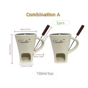 Lot de 2 tasses à <span class=keywords><strong>fondue</strong></span> au chocolat en céramique, mugs à <span class=keywords><strong>fondue</strong></span>, fourchettes à <span class=keywords><strong>fondue</strong></span>, tasses à <span class=keywords><strong>fondue</strong></span> au beurre et au fromage, chauffe-<span class=keywords><strong>fondue</strong></span>, portabilité facile, pour table et cuisine - Product Image 1
