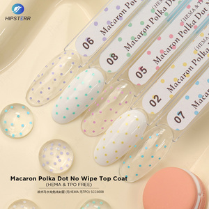 HEMA y TPO FREE Macaron Polka Dot No Wipe Top Coat, Lentejuelas Transparentes, Capa Superior Transparente, Esmalte en Gel Removible, Gel de Uñas de Alto Brillo - Product Image 1