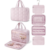 Sac de rangement pour maquillage matelassé léger pour femmes, trousse de toilette de voyage, sac de maquillage moelleux absorbant les chocs