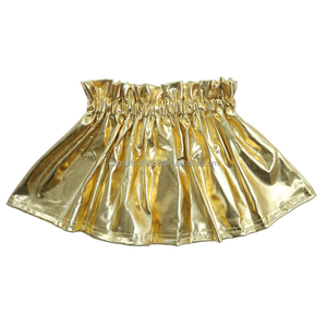 Robe OEM personnalisée pour fête de Noël couleur unie jupe plissée pour bébé tissu en cuir PU taille haute à volants pour enfants filles - Product Image 3