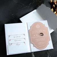 Invitaciones de Lujo con Estampado en Relieve, Folleto de Tapa Dura de Terciopelo, Tarjetas de Invitación de Boda Acrílicas con Impresión Personalizada