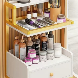 Chariot de rangement mural pour salon de coiffure, cadre doré, tiroir blanc, pour salon de barbier - Product Image 5