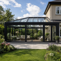 Véranda sur mesure en aluminium noir avec serre en verre préfabriquée, jardin d'hiver, salle de jardin avec verre trempé pour villa et jardin arrière