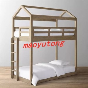 White Wooden House Shape Bunk Bed With <b>Ladder</b> For Children Bedroom Furniture - Product Image 1