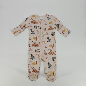 Stampa carina tuta tutina <span class=keywords><strong>vestito</strong></span> per le bambine decorazione con bottoni per 0-6 <span class=keywords><strong>mesi</strong></span> - Product Image 2