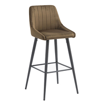 Hauteur Designer Meubles Chaise Poudre Italienne Haute Bleu Velours Retour Tabouret De Bar Chaise Pour Table Comptoir De Cuisine