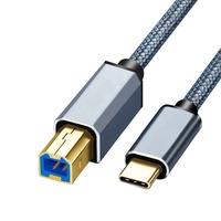 Câble d'imprimante USB C vers USB B 2.0, câble d'imprimante tressé en nylon, scanner, ordinateur portable, haute vitesse pour MacBook Pro Air iPad Pro gris