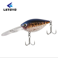LETOYO 10g 50mm Long Tongue Crank Bait 3D Laser Mini Leurre de pêche Deep Dive Crank Lure pour Bass Mandarin Fish