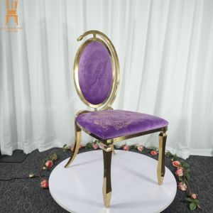 Silla de Acero Inoxidable con Marco Dorado y Terciopelo Morado <span class=keywords><strong>para</strong></span> Bodas, Eventos y <span class=keywords><strong>Fiestas</strong></span> en Hoteles, Venta al Por Mayor - Product Image 4