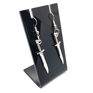 Trendz Fashion punk style ancient silver small dagger earrings - Product Image 2