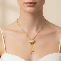 Collier chaîne en acier inoxydable plaqué or, style européen et américain, en forme de cœur, pour femme, idéal comme cadeau