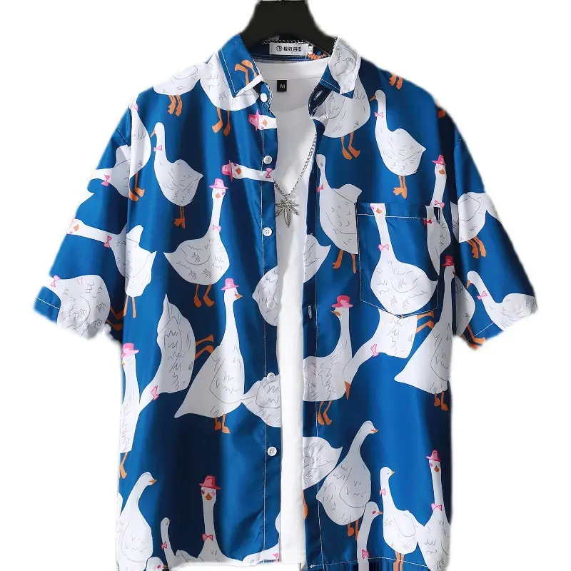 2024 yeni tasarlanmış plaj çiçek gömlek kısa kollu erkek yaz ince gevşek ins eğilim retro Hawaiian tembel tarzı gömlek
