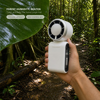 Mini ventilateur portable 3000 mAh, cinq vitesses, bouton de pression, cadre frais, texture robuste, finition brillante, pour balcon, offre commerciale