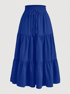 Falda Larga Maxi Vintage con Estampado Floral, Cintura Alta Elástica y Plisada, Fluida de Corte A, para Niña Pequeña, Otoño 2025, Atuendos Boho para Mujer - Product Image 6