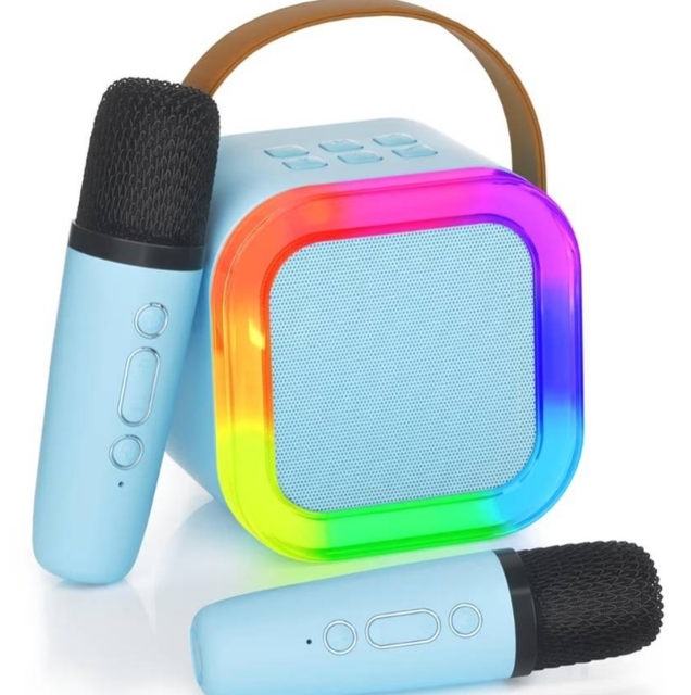 K12 Mini Portable BT Music Karaoke Audio Sound Box Speaker with Wireless Microphone LED Light Player System