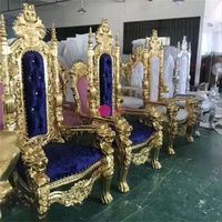Chaises de mariage classiques Lion Roi et Reine, Trône de Reine Baroque, Trône de Roi