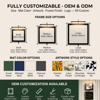 Cadre photo carré LED rétroéclairé Art Déco, passe-partout interchangeable, métal gris foncé, pour œuvre d'art personnalisée, décoration murale de chambre