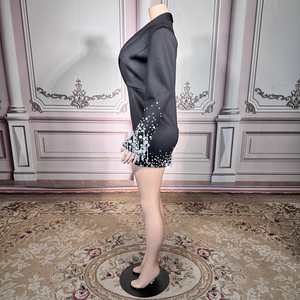 Novance Y5440 Nuova Collezione Abito Blazer <span class=keywords><strong>Bianco</strong></span> con Perline e Frange Nero per Donne Scollo a V Sexy - Product Image 2