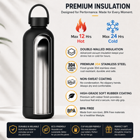 Botella de Agua de Acero Inoxidable al por Mayor con Asa, 750ml, Aislamiento al Vacío, Tacto Suave, Termo de Viaje Antifugas, Logotipo Personalizado