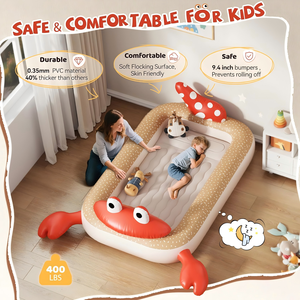 Crab Shaped Kids <b>Inflatable</b> Travel Bed with Safety Rails for Toddlers Camping Home - Product Image 4
