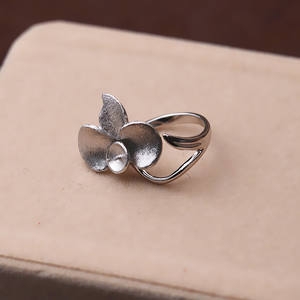 Wenchi Anneau ouvert en argent S925, style feuille, support vide pour bijoux DIY, taille 6mm, pour femme - Product Image 4