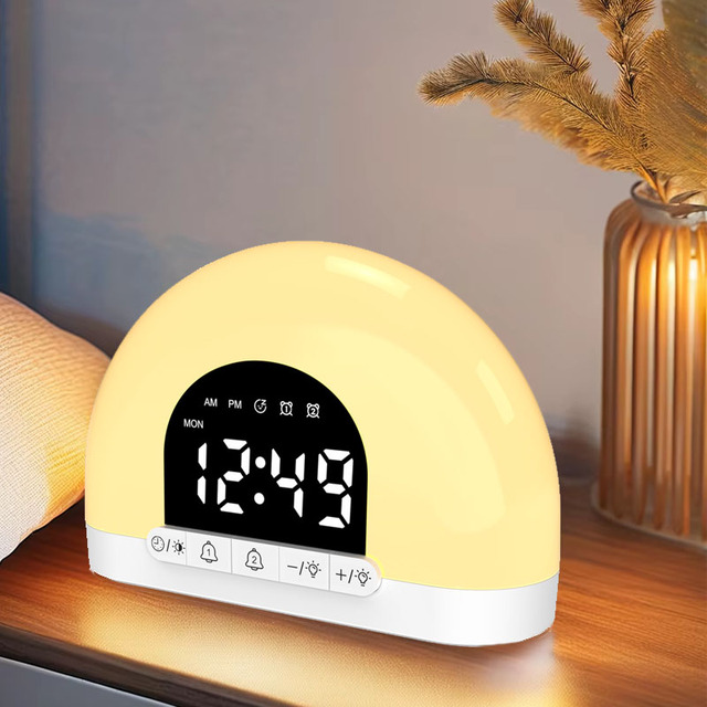 Factory Wholesale Sunrise Wake-Up Light Alarm Clock LED Sleep Light With  Snooze Function Colorful LED Color Clock