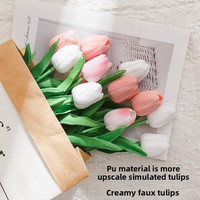Shangchu Vas Rangkaian Bunga Palsu Buatan Kelas Atas Berbentuk Tulip PU Dekorasi Rumah Ruang Tamu Ruang Makan Fotografi Pernikahan
