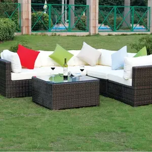 Hot selling L shaped sectional rattan wicker courtyard garden outdoor sofa set