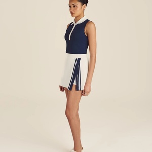 Tennis High Quality Eco-Friendly 4-way Stretch Polo Shirt Breathable Quick-drying Sleeveless <b>Split</b> <b>Skirt</b> Built-in Shorts OEM - Product Image 3