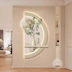 <span class=keywords><strong>Peinture</strong></span> décorative pour salon, <span class=keywords><strong>peinture</strong></span> murale de fond de canapé, <span class=keywords><strong>peinture</strong></span> murale de style crème, lune, <span class=keywords><strong>simulation</strong></span> de plante verte - Product Image 1