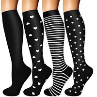 4 paires de chaussettes de compression en tricot pour femmes, soutien de la circulation pour infirmières, course à pied, athlétisme, voyage, ODM