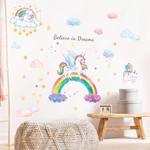 Pegatinas <span class=keywords><strong>de</strong></span> <span class=keywords><strong>pared</strong></span> creativas <span class=keywords><strong>de</strong></span> unicornio y arcoíris, papel tapiz decorativo <span class=keywords><strong>para</strong></span> dormitorio <span class=keywords><strong>de</strong></span> bebé, murales <span class=keywords><strong>de</strong></span> <span class=keywords><strong>pared</strong></span> autoadhesivos <span class=keywords><strong>para</strong></span> sala <span class=keywords><strong>de</strong></span> estar infantil - Product Image 4