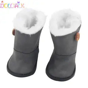 Botas americanas de neve, bonecas de 7cm, botão, botas de inverno, 2018