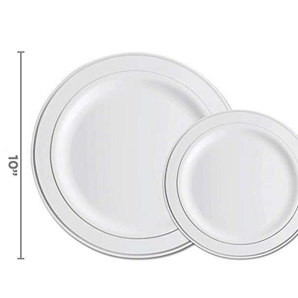 Blanc avec bordure argentée 10,25 pouces