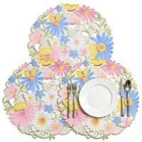 Napperons ronds de 35 cm brodés de fleurs marguerites pour la table, idéaux pour la salle à manger, la cuisine, les fêtes et les décoration de thé en gros