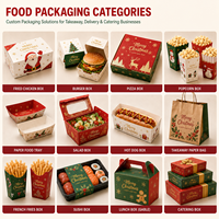 Cajas de comida personalizadas para días festivos, empaques navideños para restaurantes de hamburguesas, pollo frito, comidas para llevar, cadenas QSR, fabricante OEM ODM