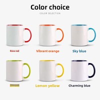 Mug en céramique personnalisé avec logo par sublimation, 11 oz, double couleur, cadeau d'entreprise, tasse avec poignée de couleur intérieure, porcelaine blanche