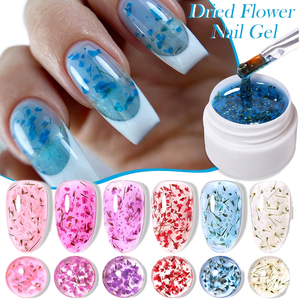 Esmalte de Uñas en Gel Multifunción con Flores Secas, 6 Colores, 8ml, Serie Hada, Fototerapia, DIY, No Tóxico, Ecológico, Botella Francesa - Product Image 1
