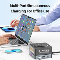 Station de chargeur USB C 7 en 1 Hub de charge USB 6 ports avec chargeur sans fil pour chargeur USB multi-ports pour ordinateur portable 65W